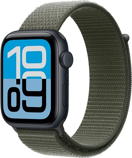 Apple Watch SE 3 Sport Loop 40 мм, «тёмная ночь», ремешок тёмно-зеленого цвета