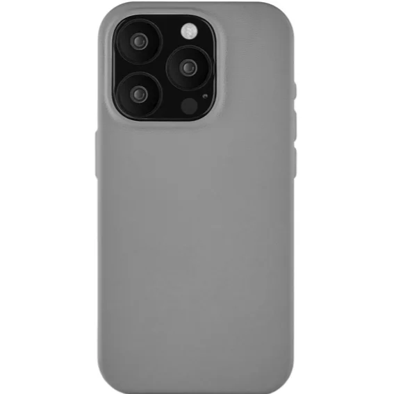 Чехол кожаный MagSafe uBear Capital iPhone 16 Pro Max, серый